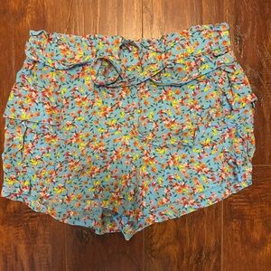 LOFT High Waist Blue and Red Shorts